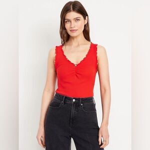 Old Navy Women's Cinched Rib-Knit Tank Top in Cherry Red Size Large